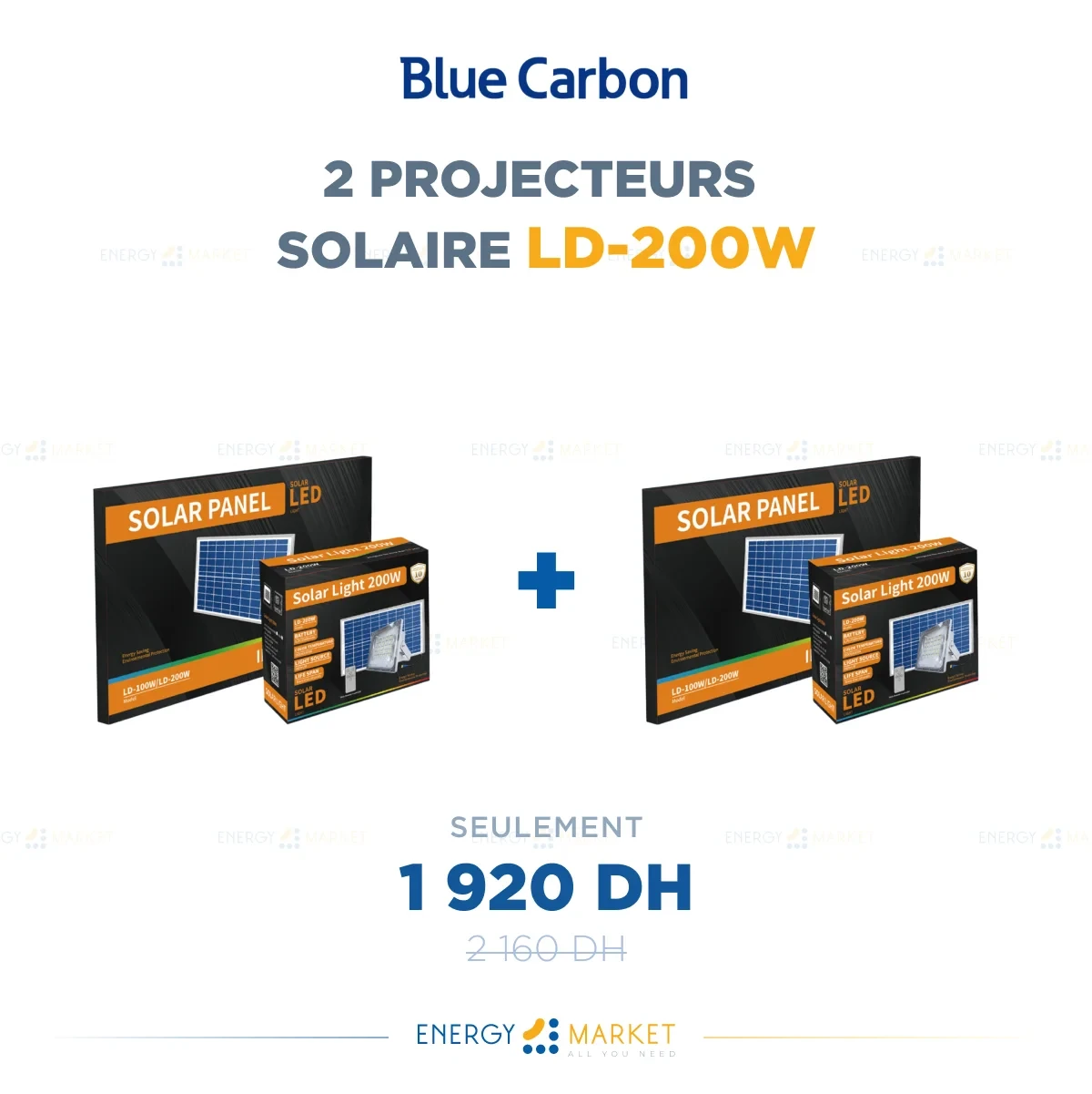 2 Projecteurs solaire Blue Carbon - LD 200w